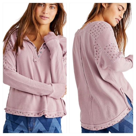 Free People Heart to Heart Henley Mauve S - Picture 1 of 12